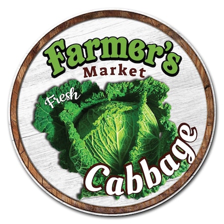 Corrugated Plastic Sign With Stakes 16in Circular-Farmers Market Cabbage